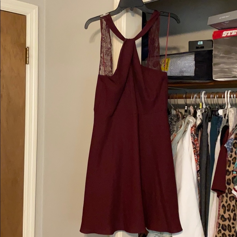 Burgundy short halter dress!